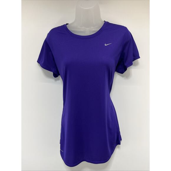 Nike Dri-Fit Running T Shirt Women Size XL Purple Short Sleeve Moisture Wick - Picture 1 of 6